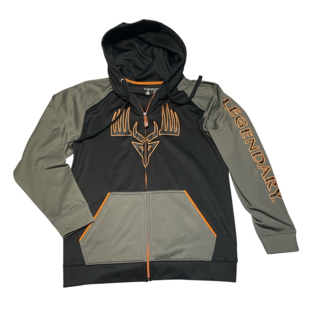 Legendary Whitetails Broadhead Monster Hoodie Steel Size S/M Black Orange Gray
